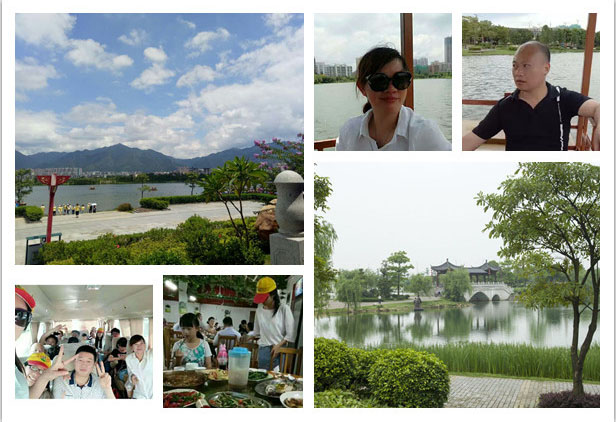 泛舟湖上，飽覽四周自然風光，碧波輕移的美景